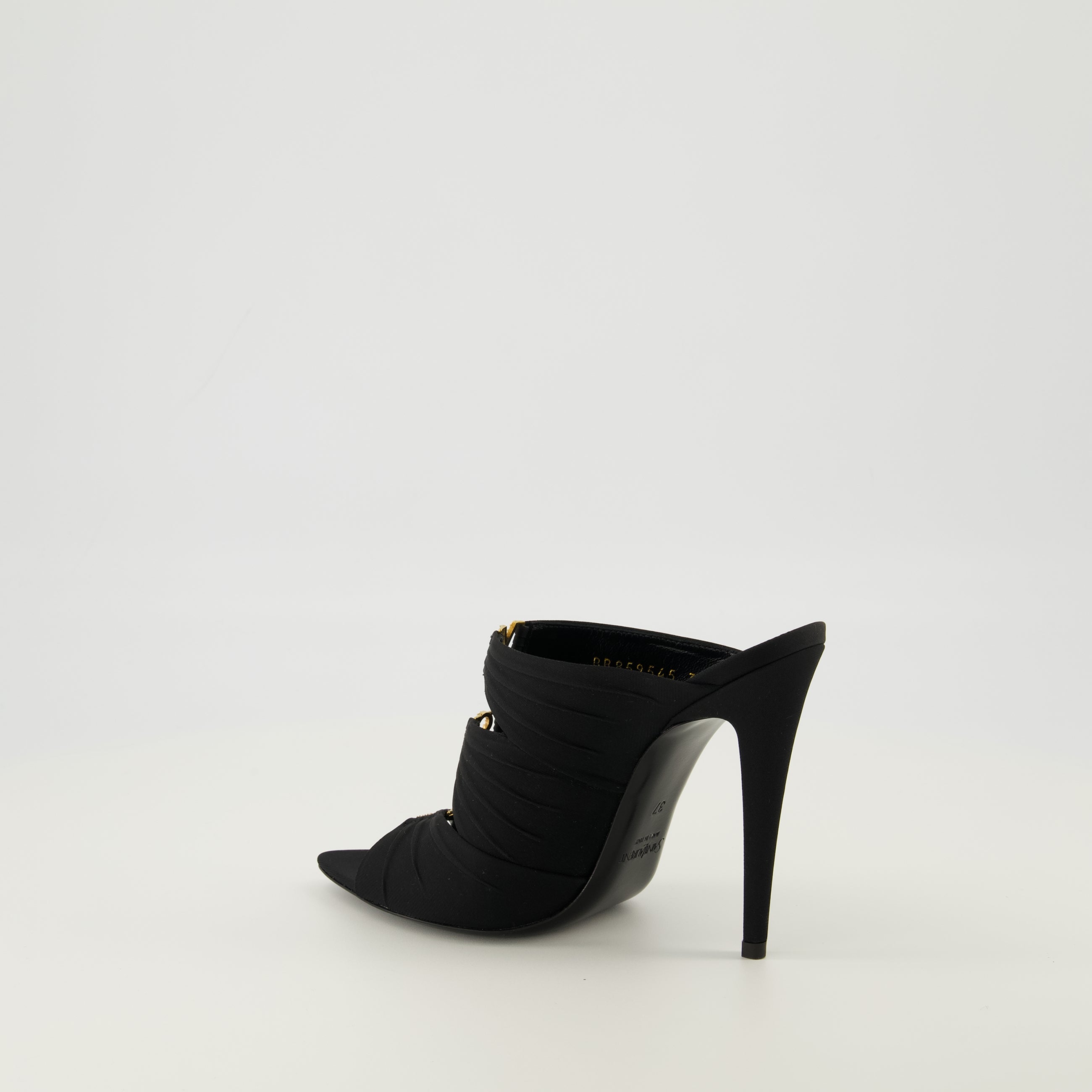 Image de l'article Mules à talons Emilie noir de la marque Saint Laurent pour Femme - Saison Printemps-Été 2026 - Vue trois quarts arrière droite