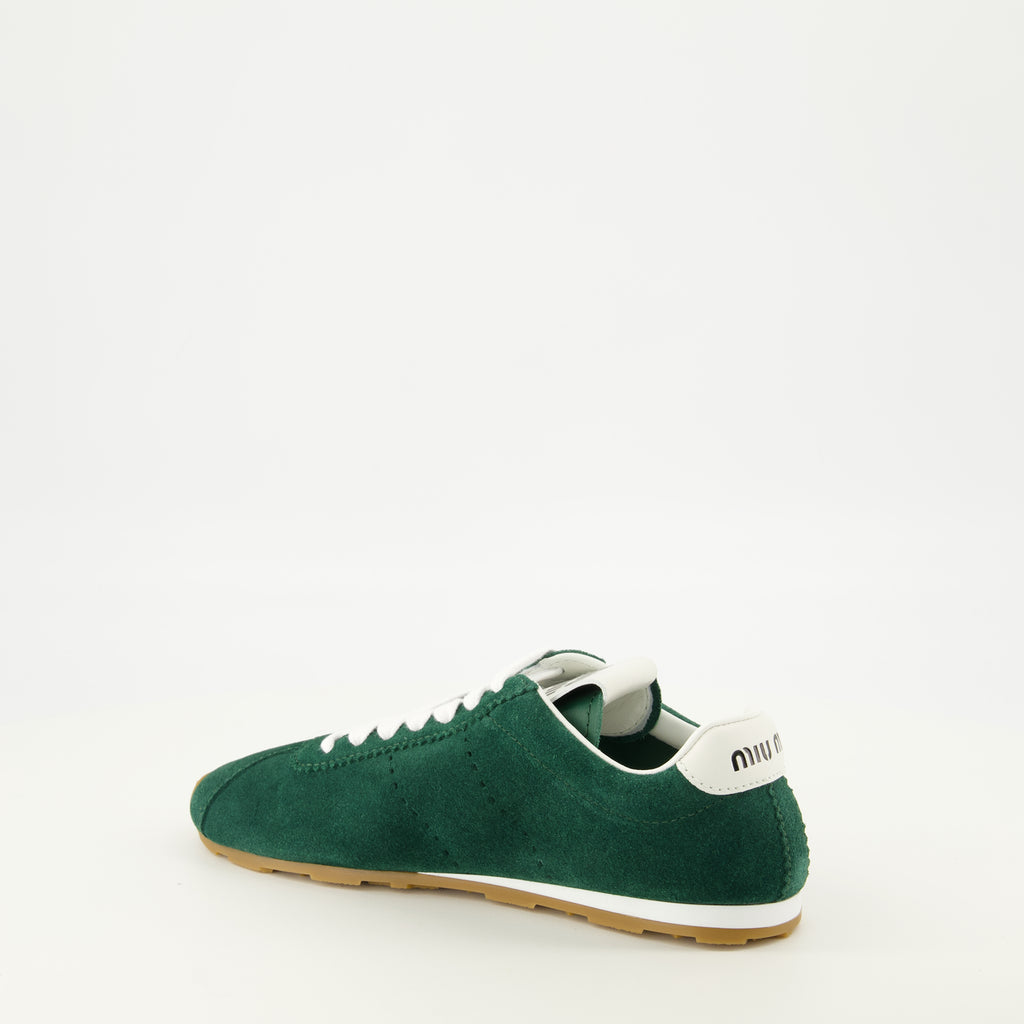 Baskets Baskets Plume en suède vert Miu Miu Vert Femme