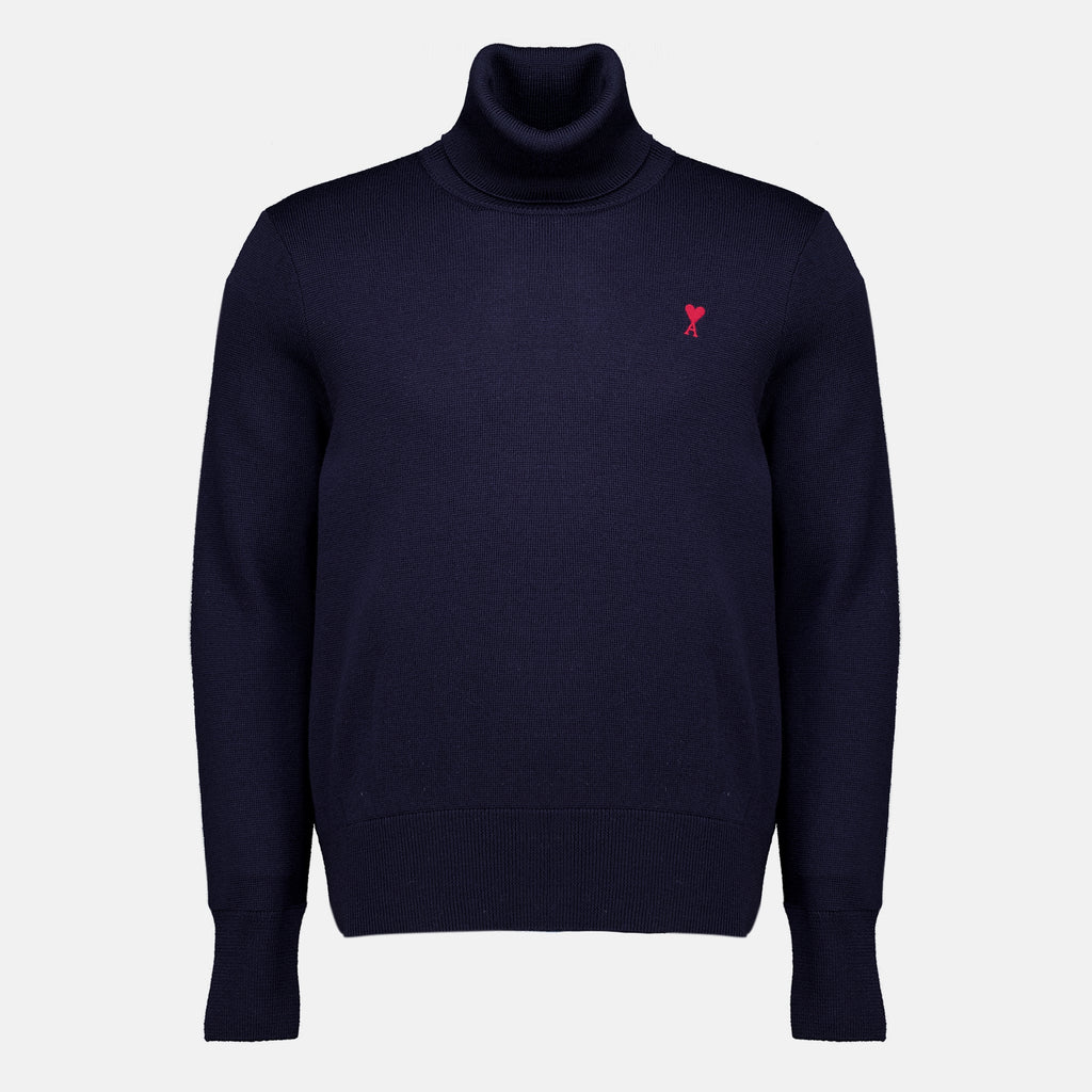 Maille Pullover de Lã Azul Marinho Ami PARIS Bleu foncé Homme