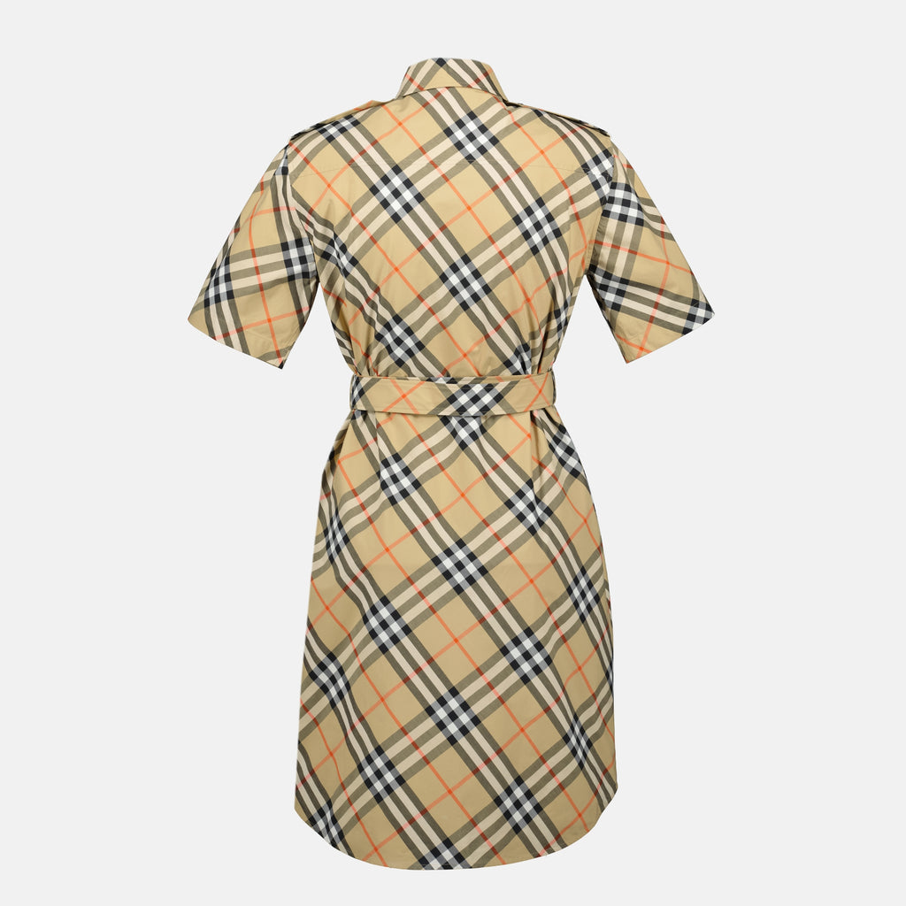 Robes Vestido Camisola em Check Burberry Beige Femme