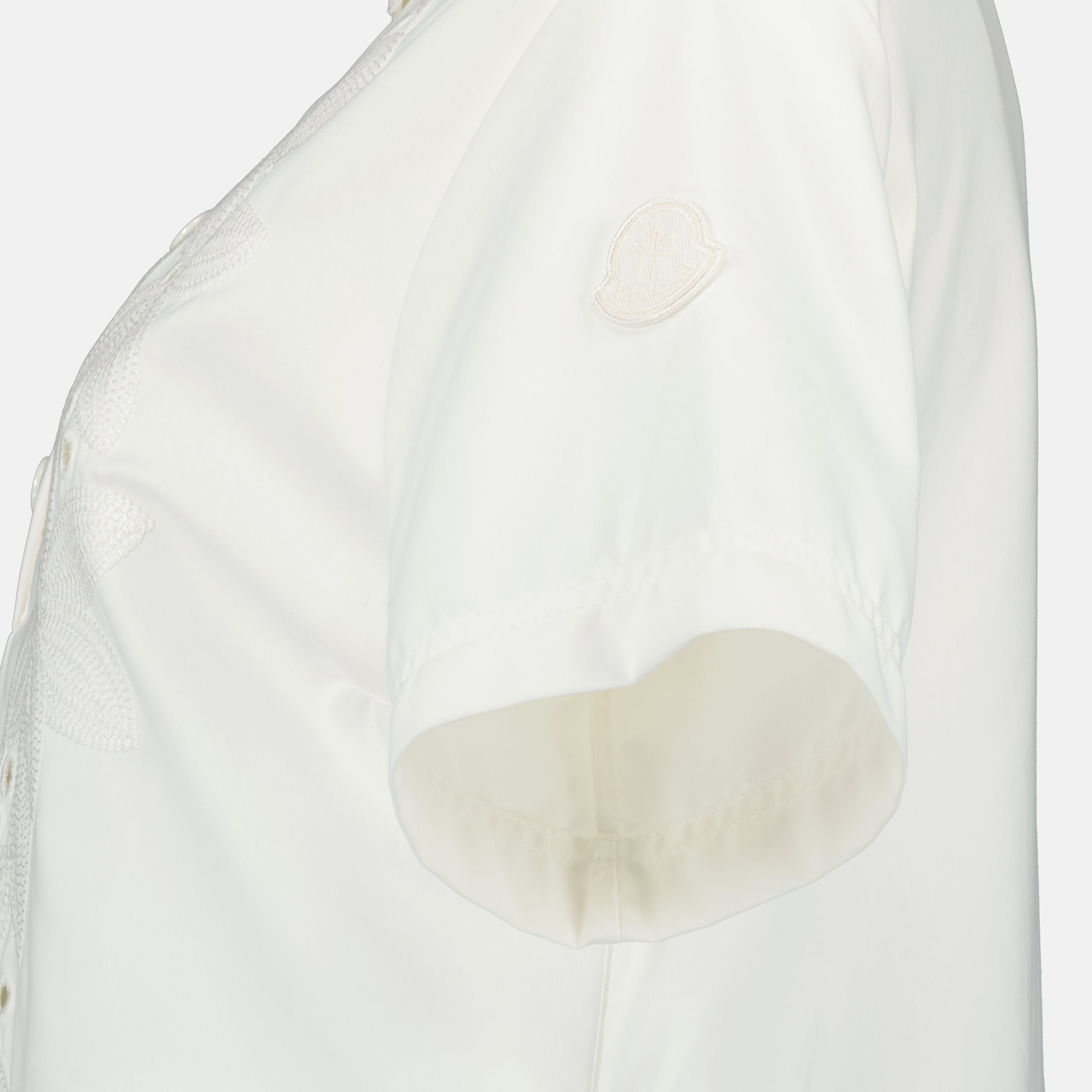 Robes Vestido Camisa Bordado de Algodón Blanco Moncler Blanc Femme