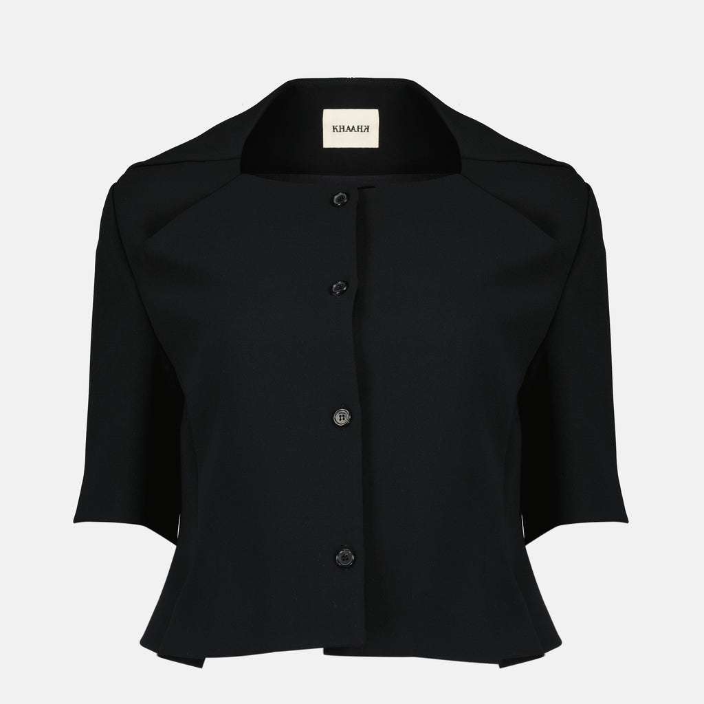 Image of the Khaite Franc Black Jacket for Women - Spring-Summer 2026 - Front View