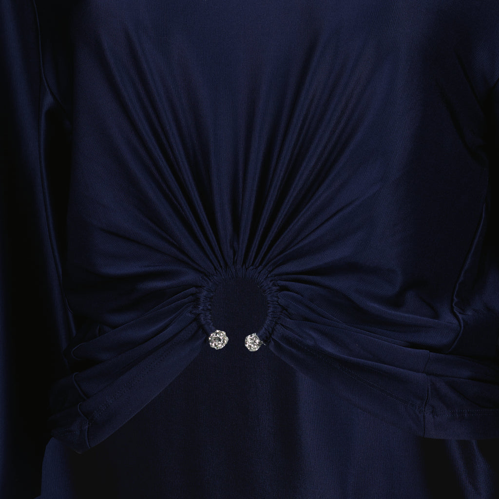 Imagen del artículo Crop top de jersey azul marino con perforación de la marca Rabanne para mujer - Temporada Primavera-Verano 2026 - Vista Detallada_2