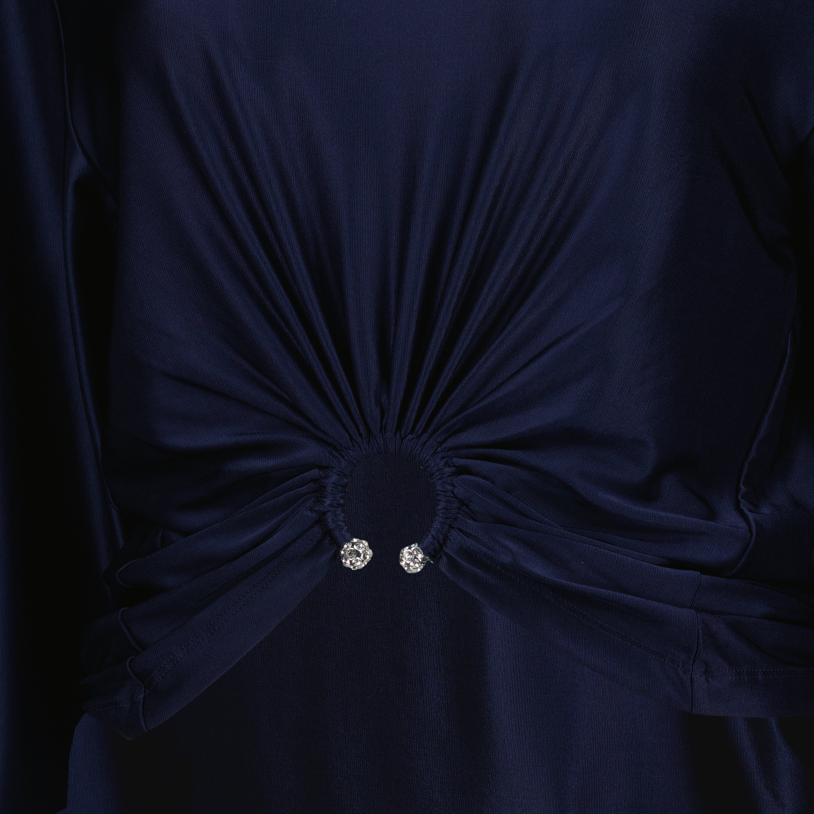 Imagen del artículo Crop top de jersey azul marino con perforación de la marca Rabanne para mujer - Temporada Primavera-Verano 2026 - Vista Detallada_2