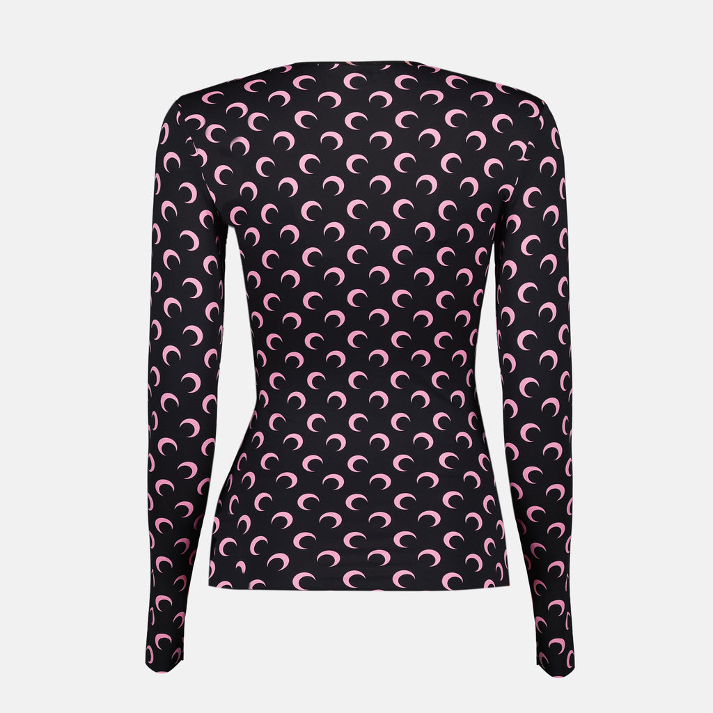 Tops Top jersey Moon nero e rosa Marine Serre Noir Femme