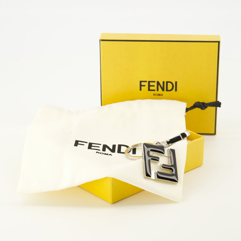 Image of the Squared FF black and silver keychain from the Fendi brand for men - Spring-Summer 2026 - Detailed View 3