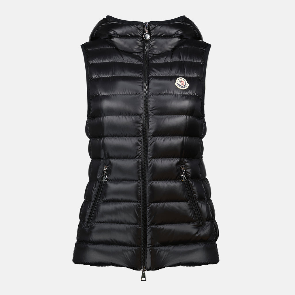 Bild der schwarzen ärmellosen Glygosse-Jacke von Moncler für Damen - Frühling-Sommer 2026 - Vorderansicht