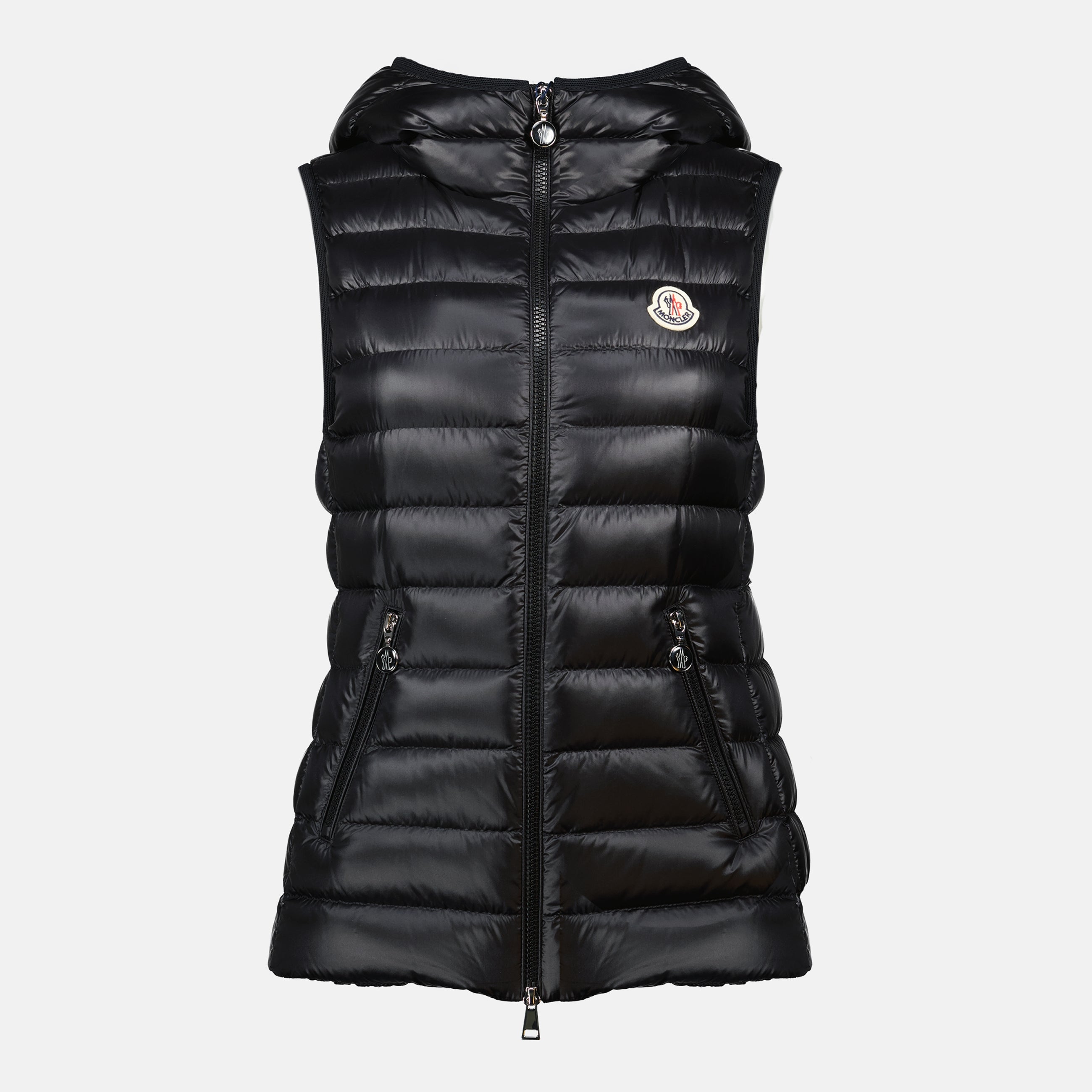 Bild der schwarzen ärmellosen Glygosse-Jacke von Moncler für Damen - Frühling-Sommer 2026 - Vorderansicht