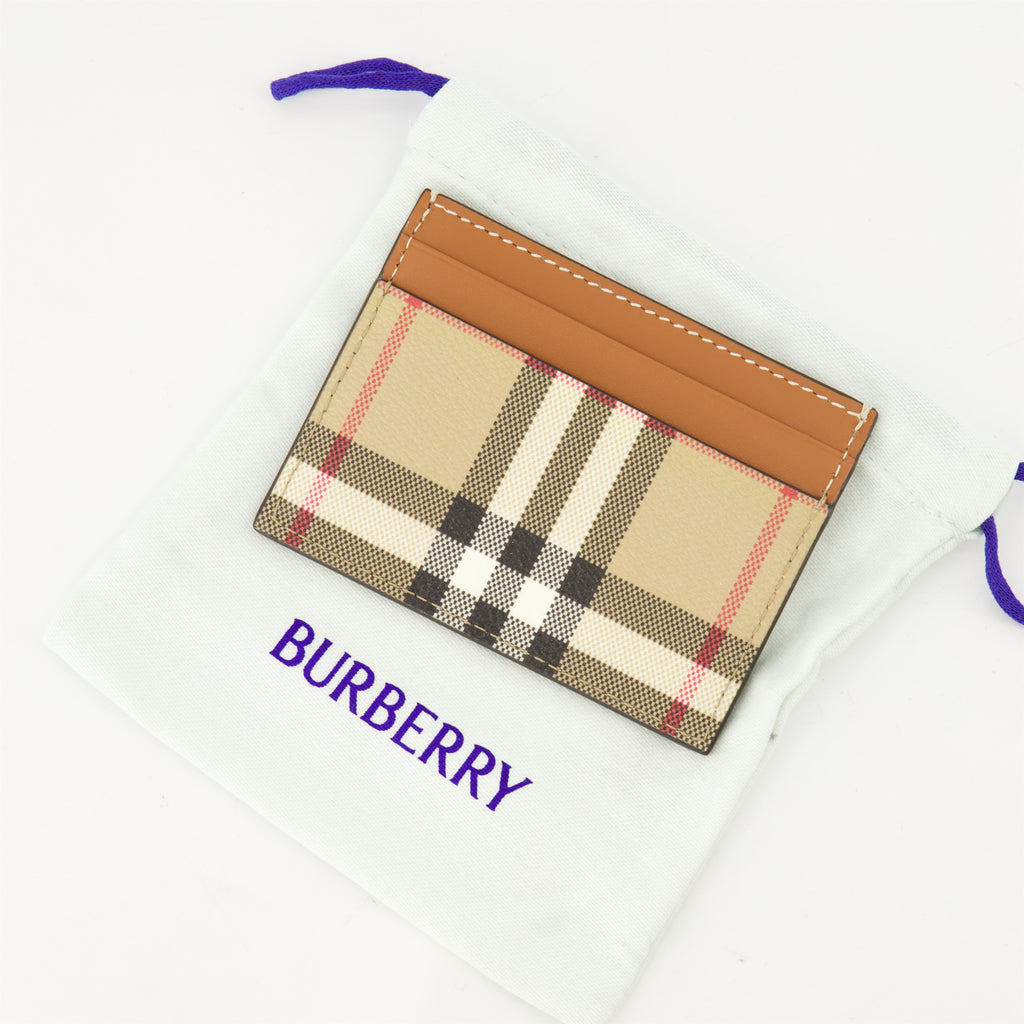 スモールレザーグッズ サンドン チェック カードホルダー Burberry ベージュ Femme