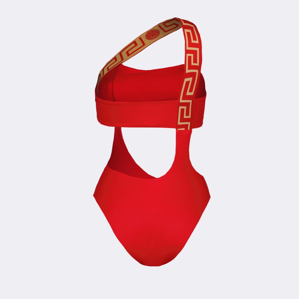 Beachwear Maillot de bain Medusa Greca asymétrique Versace Rouge Femme