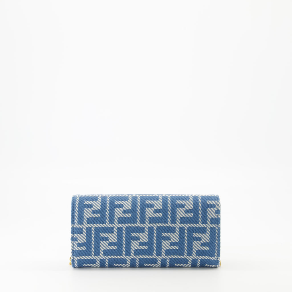Handtaschen und schultertaschen Kontinental Baguette Wallet mit Kette Fendi Blau Femme