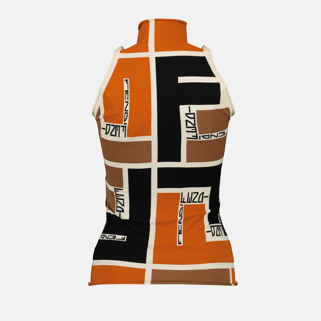 탑 리크라® 슬리브리스 탑 Fendi 주황색 Femme