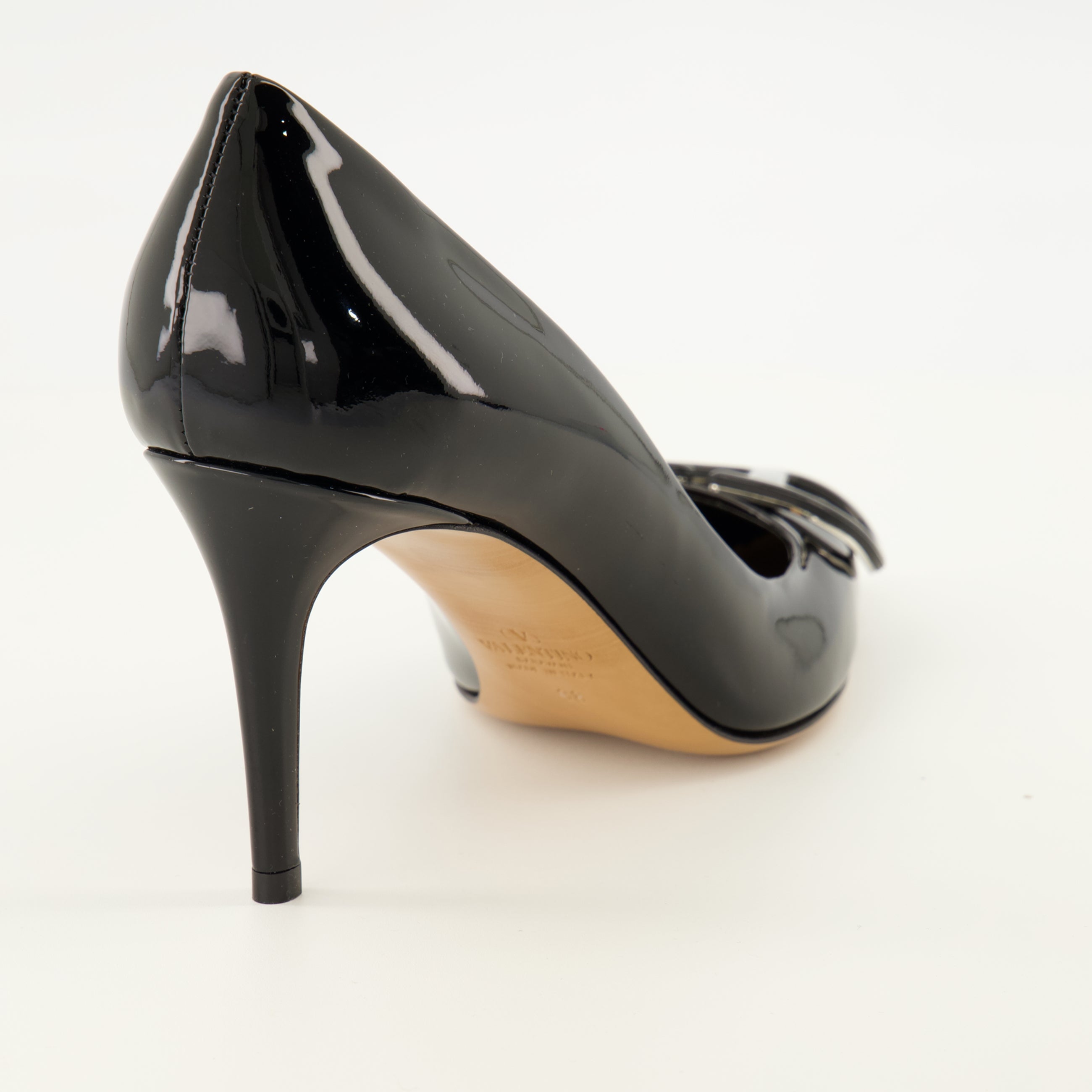 Escarpins Escarpins VLogo en cuir verni noir Valentino Garavani Noir Femme