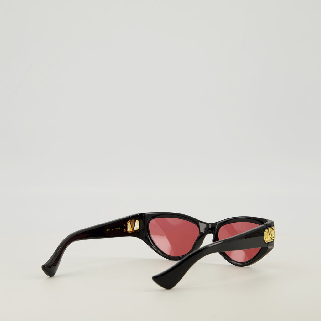 Lunettes Black Cat-Eye Sunglasses in Acetate Valentino Garavani Noir Femme