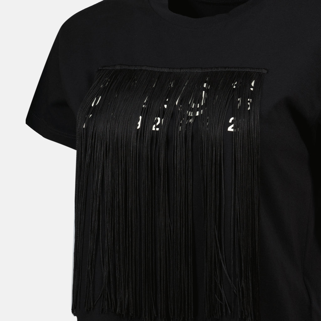 T-shirts T-shirt Numeric à frange Mm6 Noir Femme