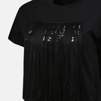 T-shirts T-shirt Numeric à frange Mm6 Noir Femme