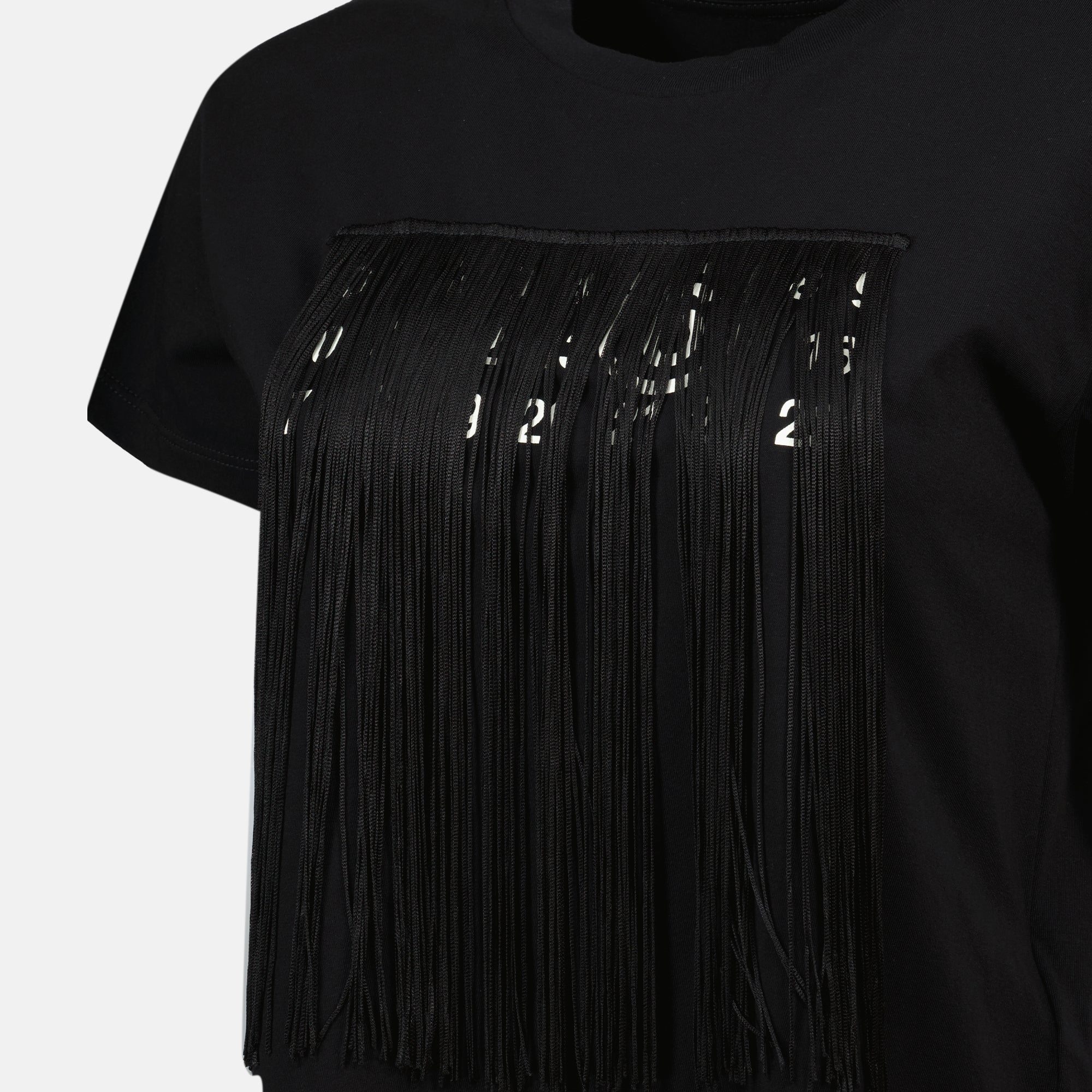 T-shirts T-shirt Numeric à frange Mm6 Noir Femme