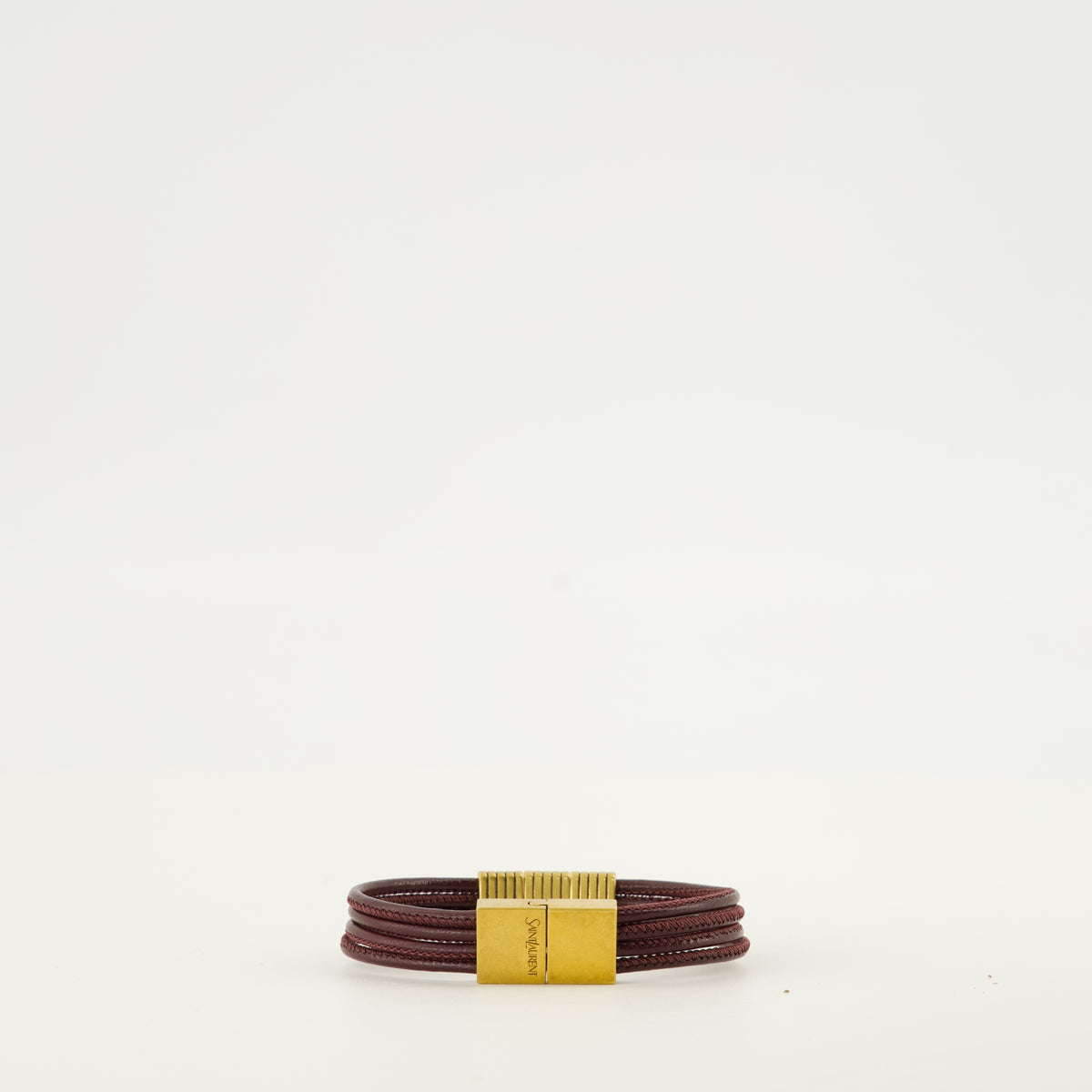 Bijoux Bracelet Cassandre en cuir bordeaux Saint Laurent Bordeaux Femme