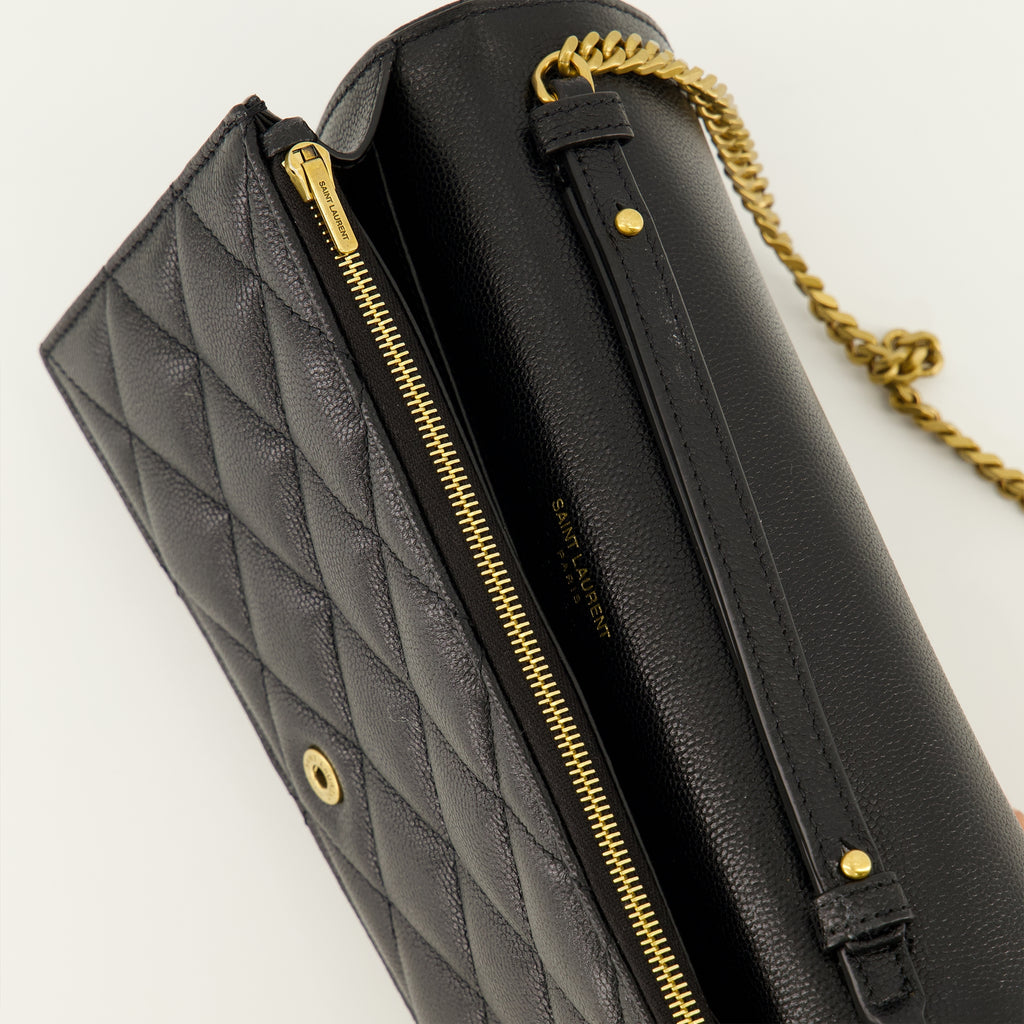Petite maroquinerie Paris Geldbörse mit schwarzer Lederkette Saint Laurent Noir Femme