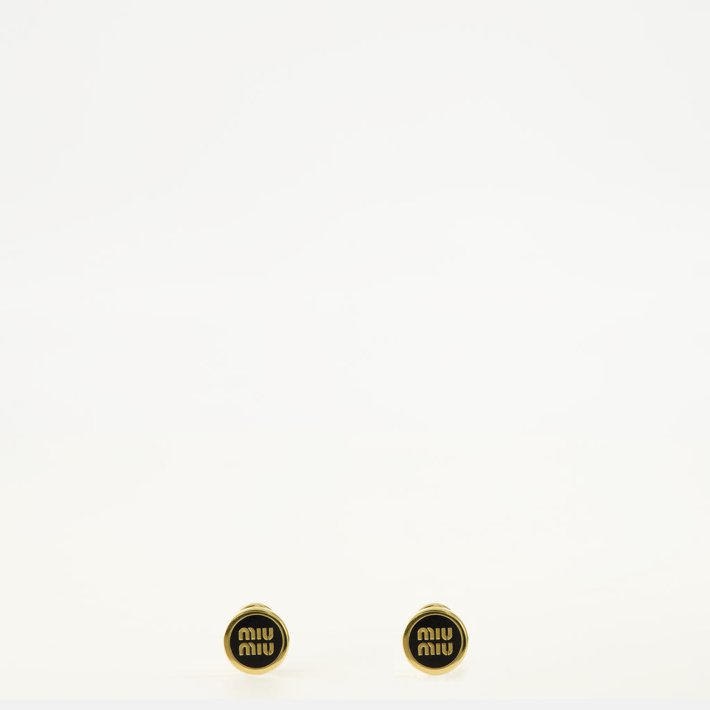 Bijoux 블랙 에나멜 메탈 귀걸이 Miu Miu Noir Femme