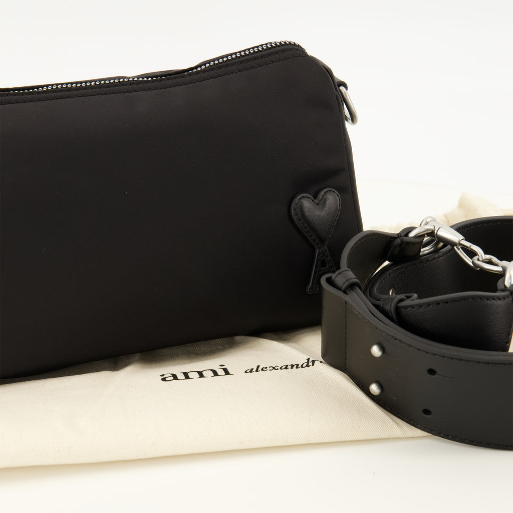 Sacs bandoulière Borsa Marcel in Nylon Nero Ami PARIS Noir Unisexe