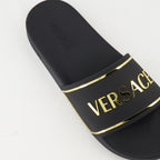 Sapatos abertos Claquettes à logo Versace Preto Homme
