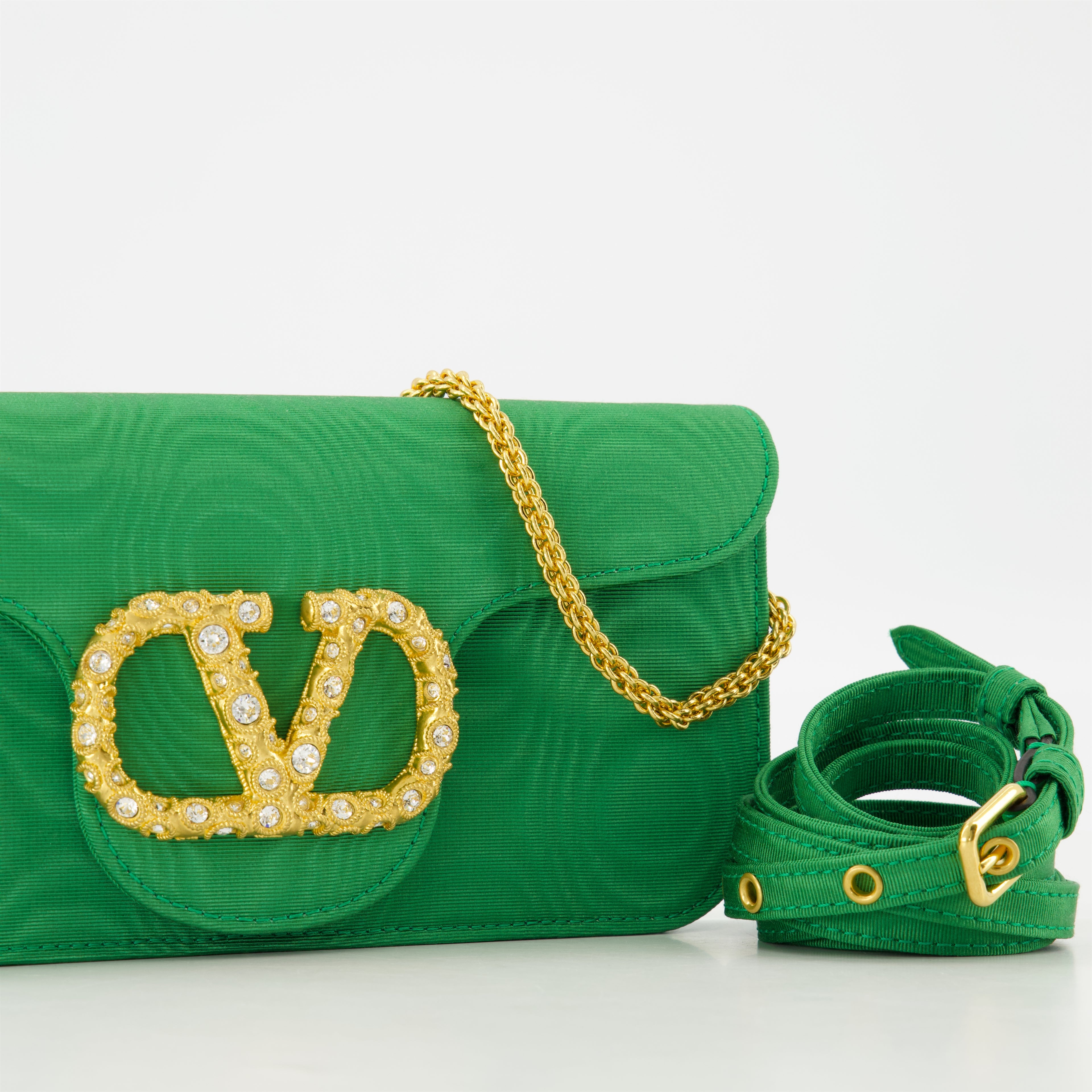 Handbags and shoulder bags Small Locò Bag in Moiré Valentino Garavani Green Femme