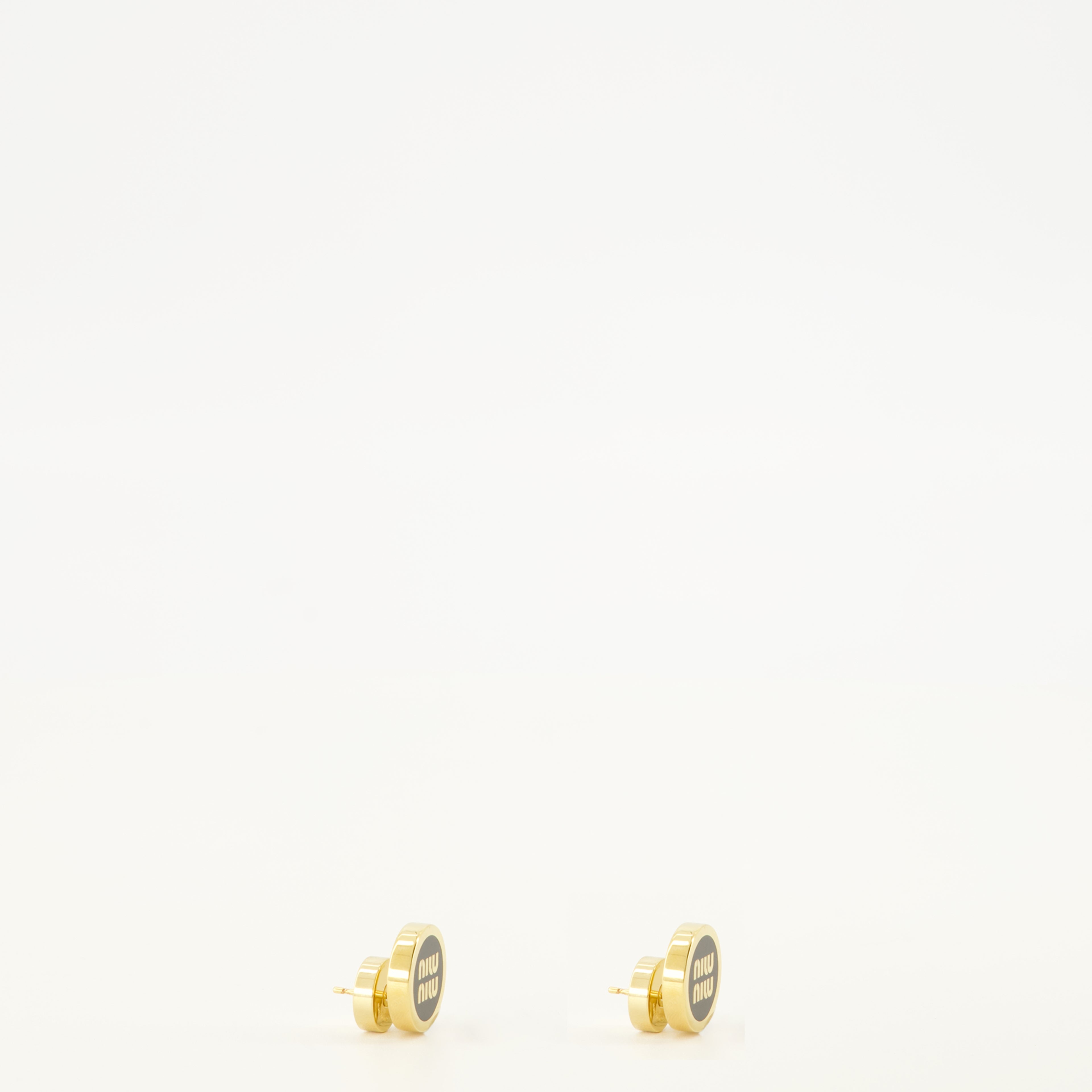 Bijoux 블랙 에나멜 메탈 귀걸이 Miu Miu Noir Femme