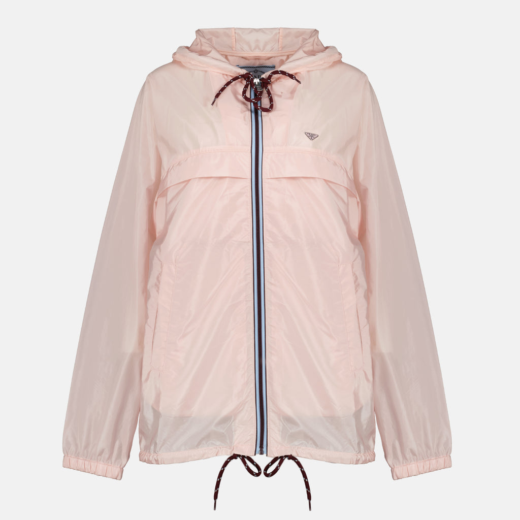 Bild des Prada Damen Windbreakers aus Re-nylon in mittellangem rosa - Frühjahr-Sommer 2026 - Vorderansicht