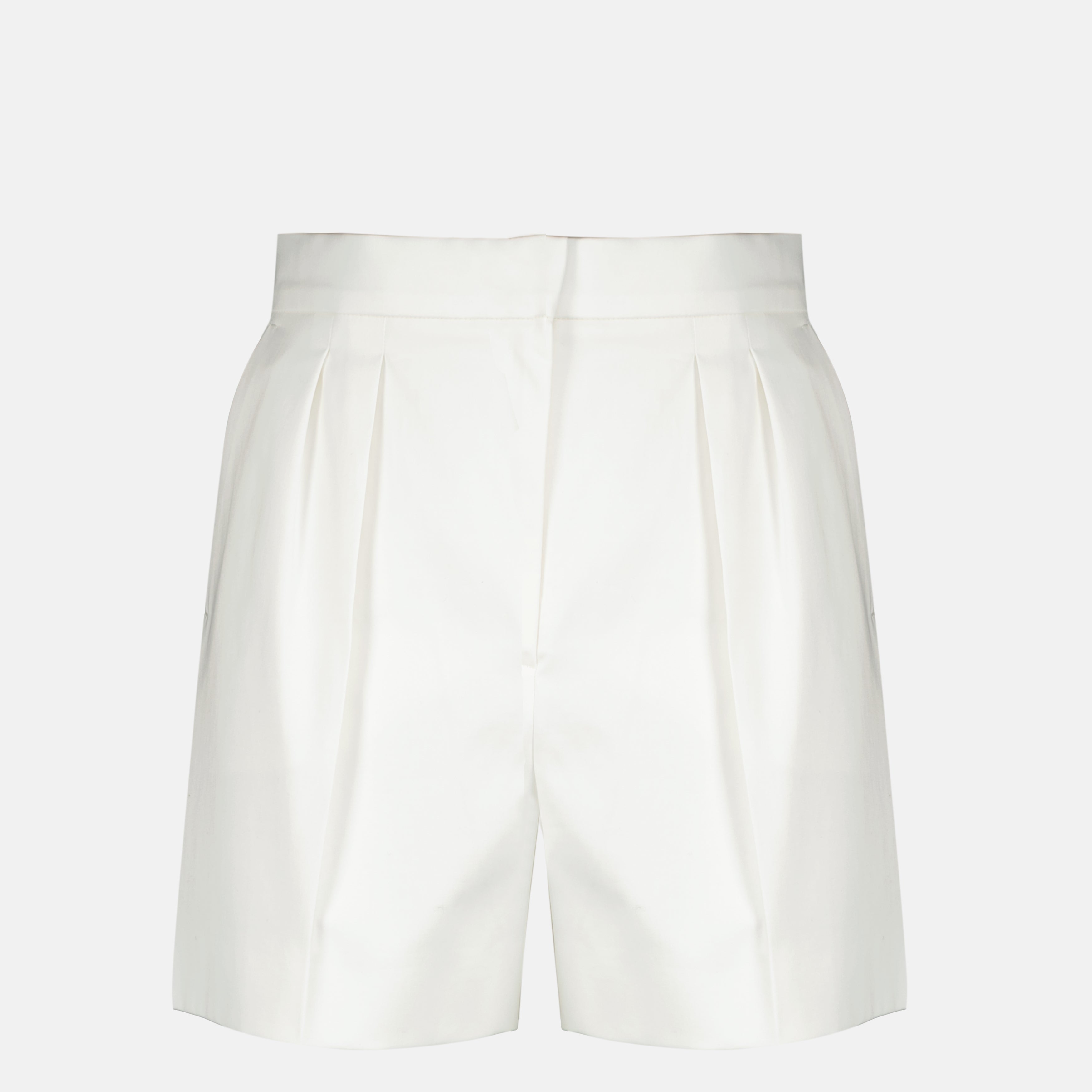 Bild des weißen Baumwollsatin-Shorts von Max Mara für Damen - Frühjahr-Sommer 2026 - Vorderansicht
