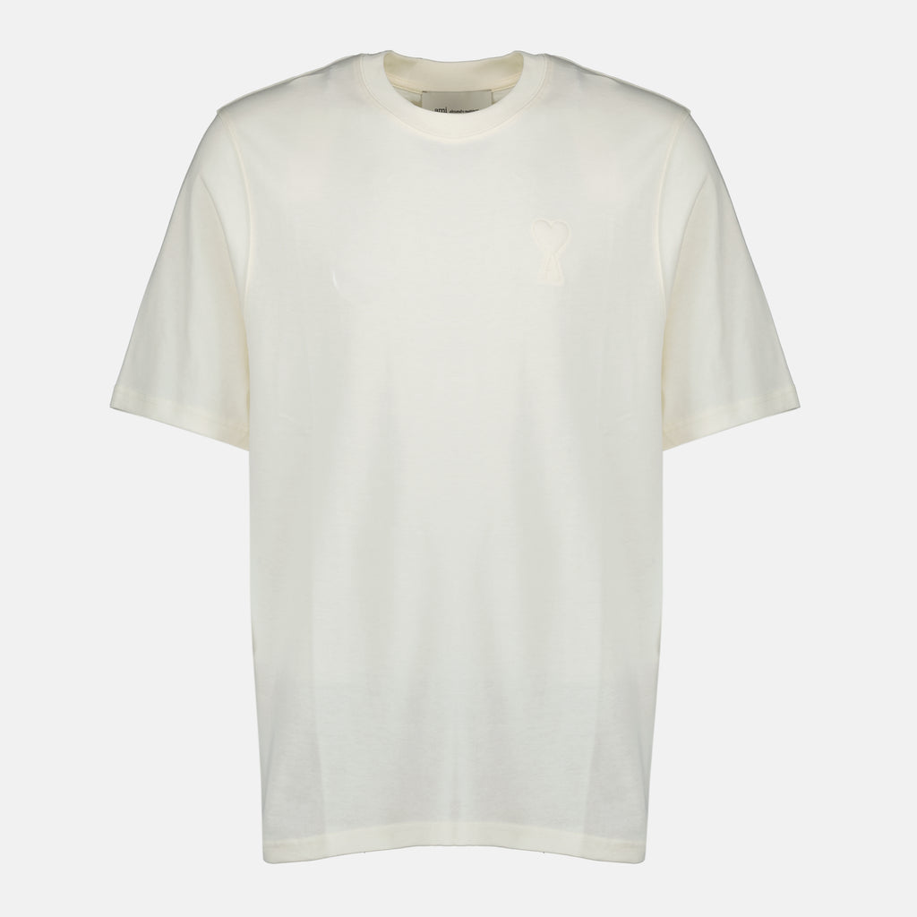 Imagen de la camiseta de algodón blanco de la marca Ami PARIS para Unisex - Temporada Primavera-Verano 2026 - Vista Frontal