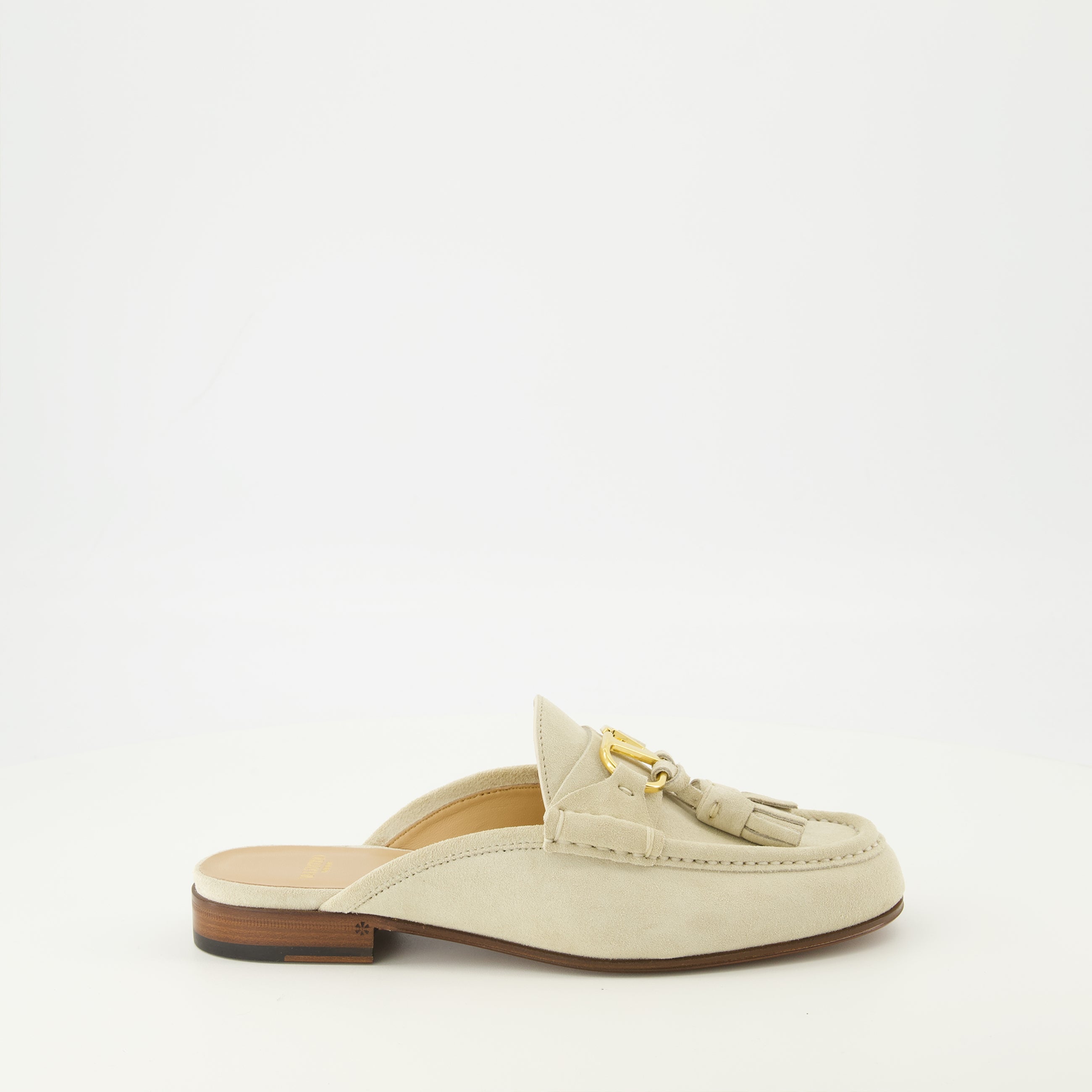 Image of the beige leather mules by Valentino Garavani for Women - Spring-Summer 2026 - Right side view