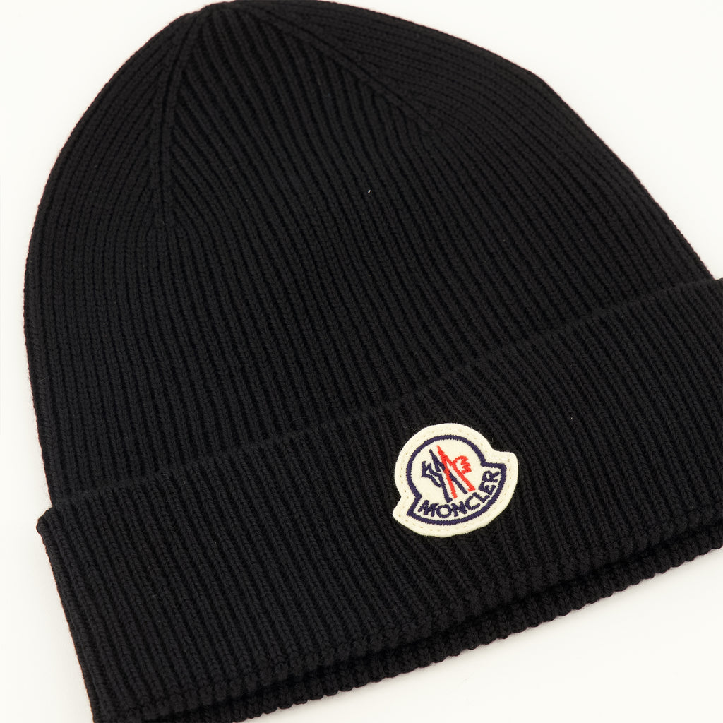 Chapeaux, casquettes et bonnets Black Wool Beanie Moncler Noir Homme