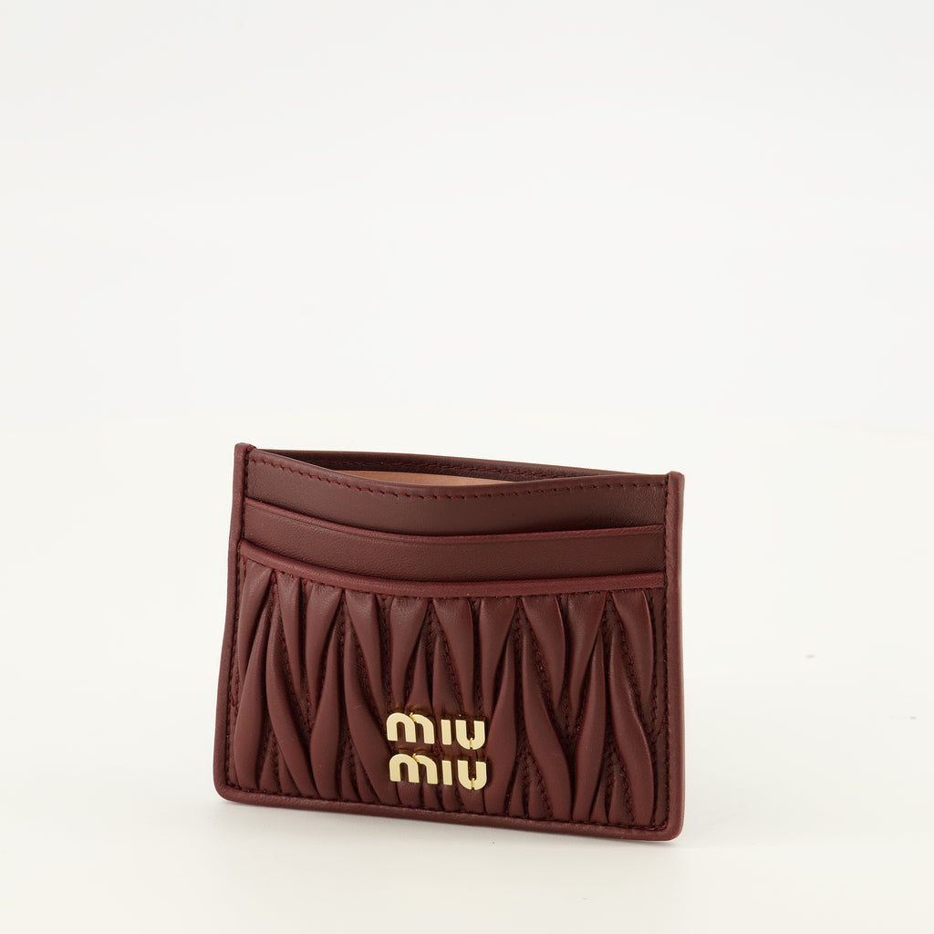 Petite maroquinerie Tarjetero de Cuero Burdeos Acolchado Miu Miu Bordeaux Femme