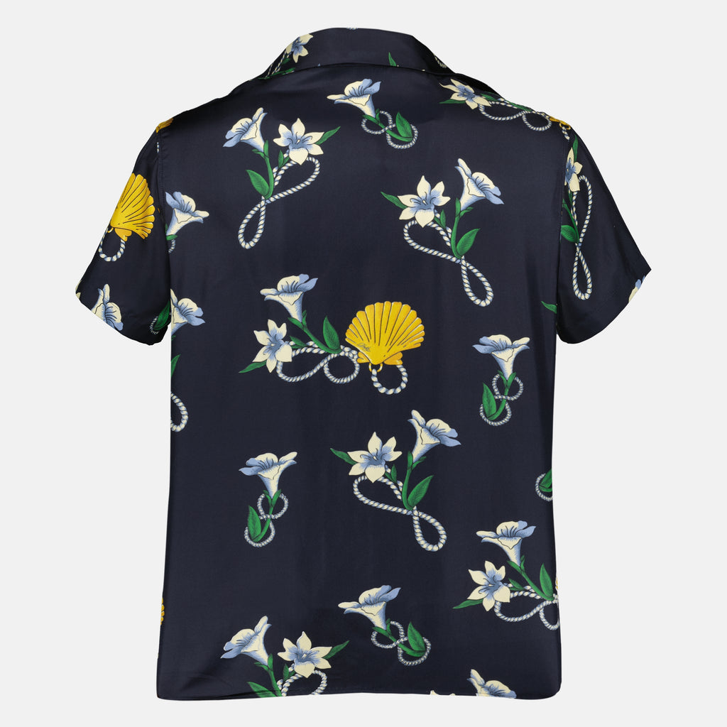 Drole De Monsieurのメンズ用ネイビーブルーシルクシェルシャツの画像 - 2026春夏シーズン - 後面ビュー