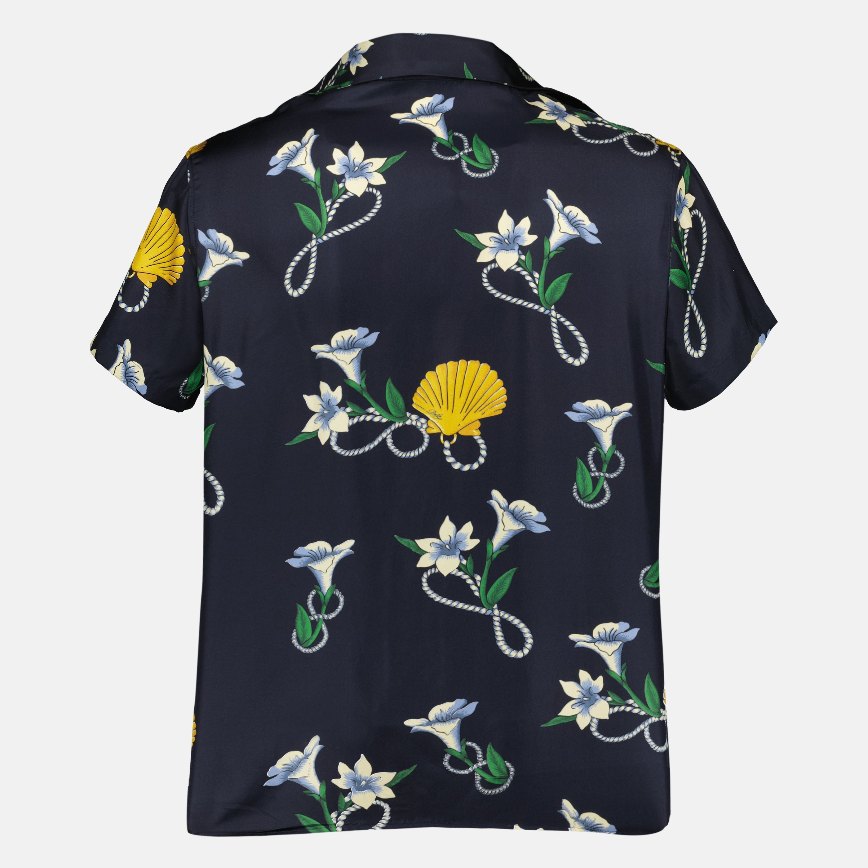 Drole De Monsieurのメンズ用ネイビーブルーシルクシェルシャツの画像 - 2026春夏シーズン - 後面ビュー