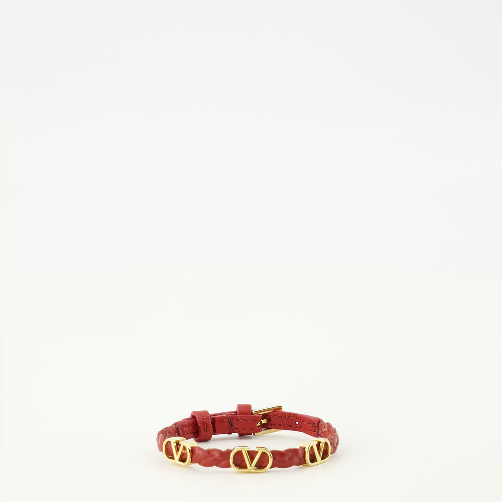 Image de l'article Bracelet en cuir Vlogo rouge de la marque Valentino Garavani pour Femme - Saison Printemps-Été 2026 - Vue de Face