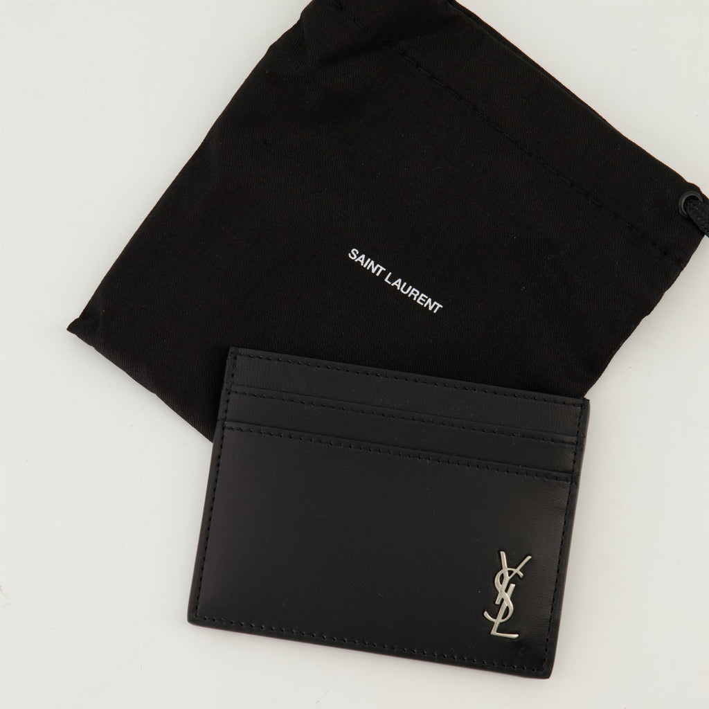 Pequenos artigos de couro Porte-cartes Tiny Cassandre Saint Laurent Preto Homme