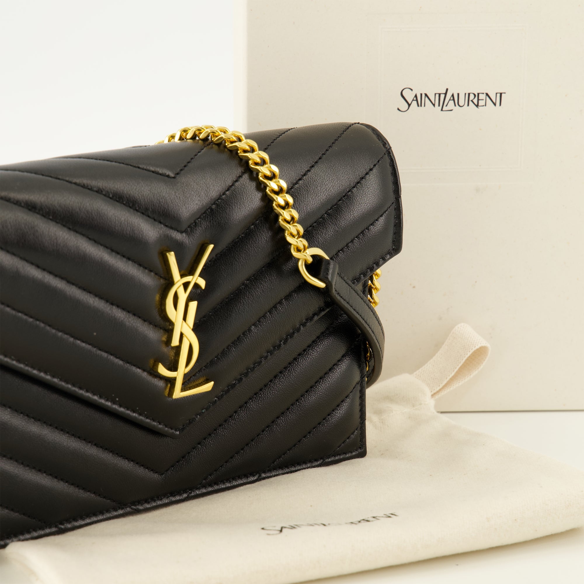 Sacs bandoulière Portefeuilles Cassandre avec chaîne en cuir noir Saint Laurent Noir Femme