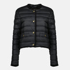 Moncler 여성용 짧은 플라워 블랙 다운 자켓 이미지 - 2026년 봄-여름 시즌 - 앞보기