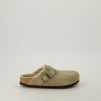 Offene schuhe Fell Boston Mules Birkenstock Beige Unisex