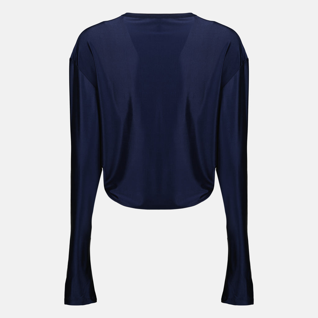 Imagen del artículo Crop top de jersey azul marino con perforación de la marca Rabanne para mujer - Temporada Primavera-Verano 2026 - Vista Trasera