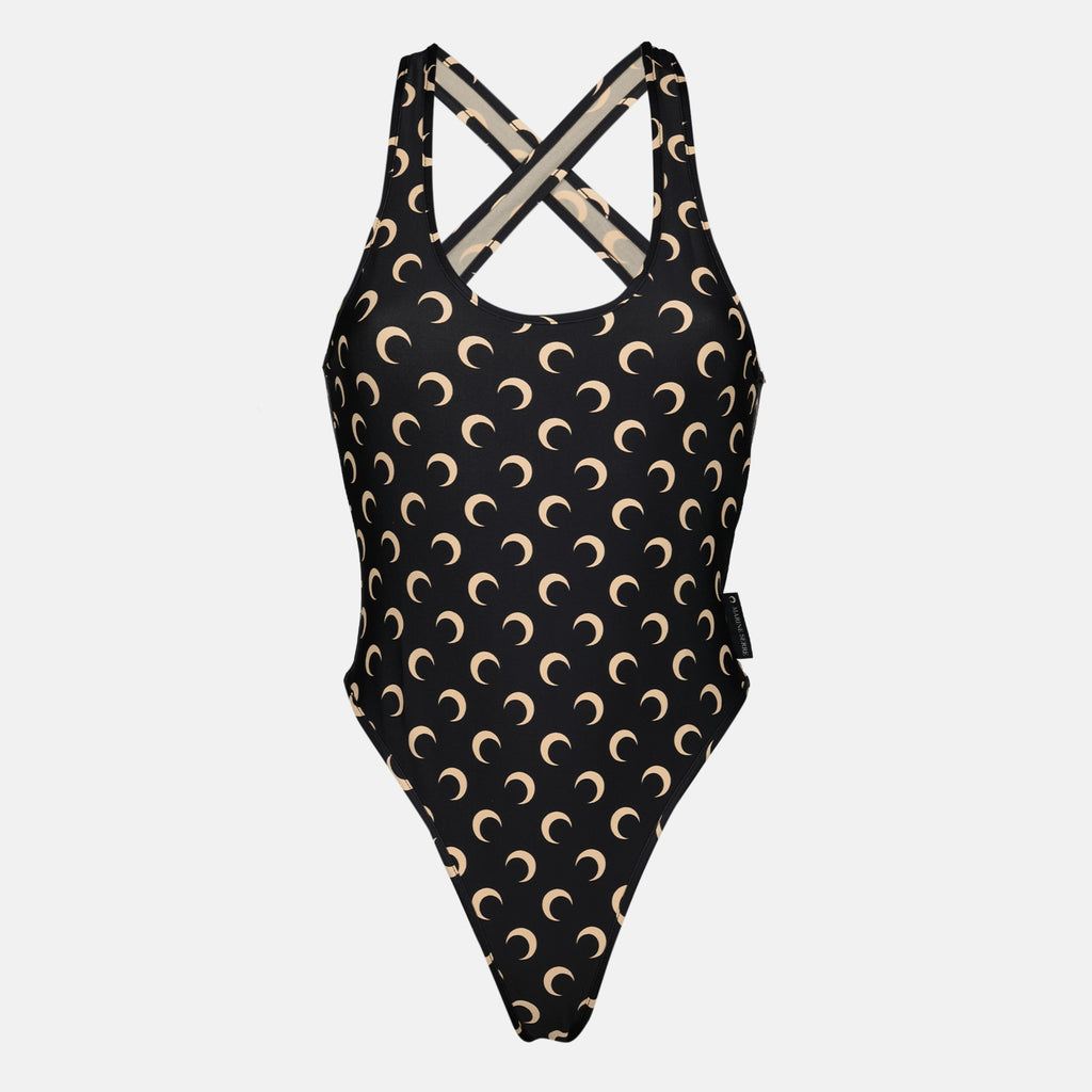 Beachwear 원피스 블랙 문 수영복 Marine Serre Noir Femme