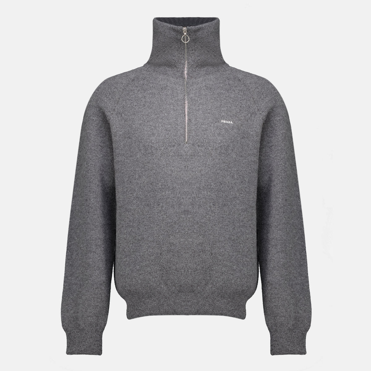 Maille Gray Wool and Cashmere Polo Prada Gris Homme