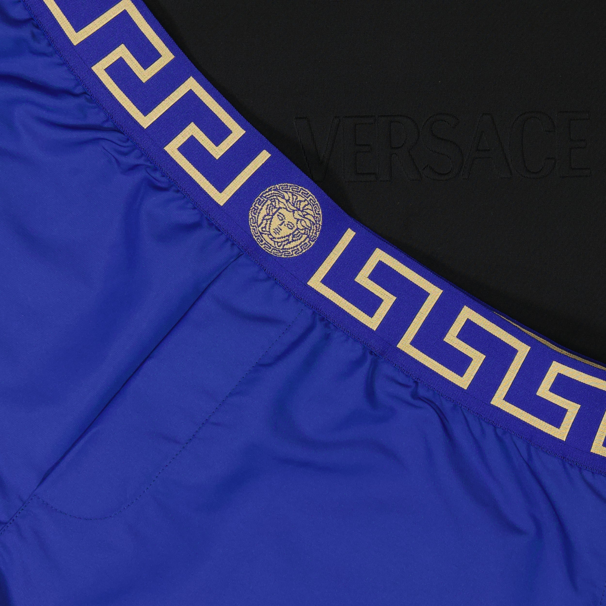 Beachwear Short de bain Medusa Greca Versace Bleu Homme