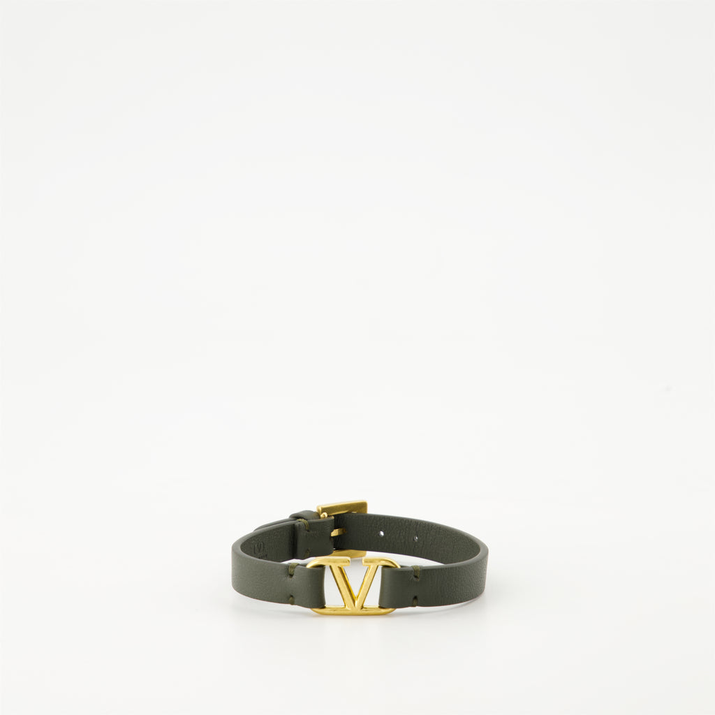 Bijoux Bracelet VLogo en cuir Valentino Garavani Vert Homme