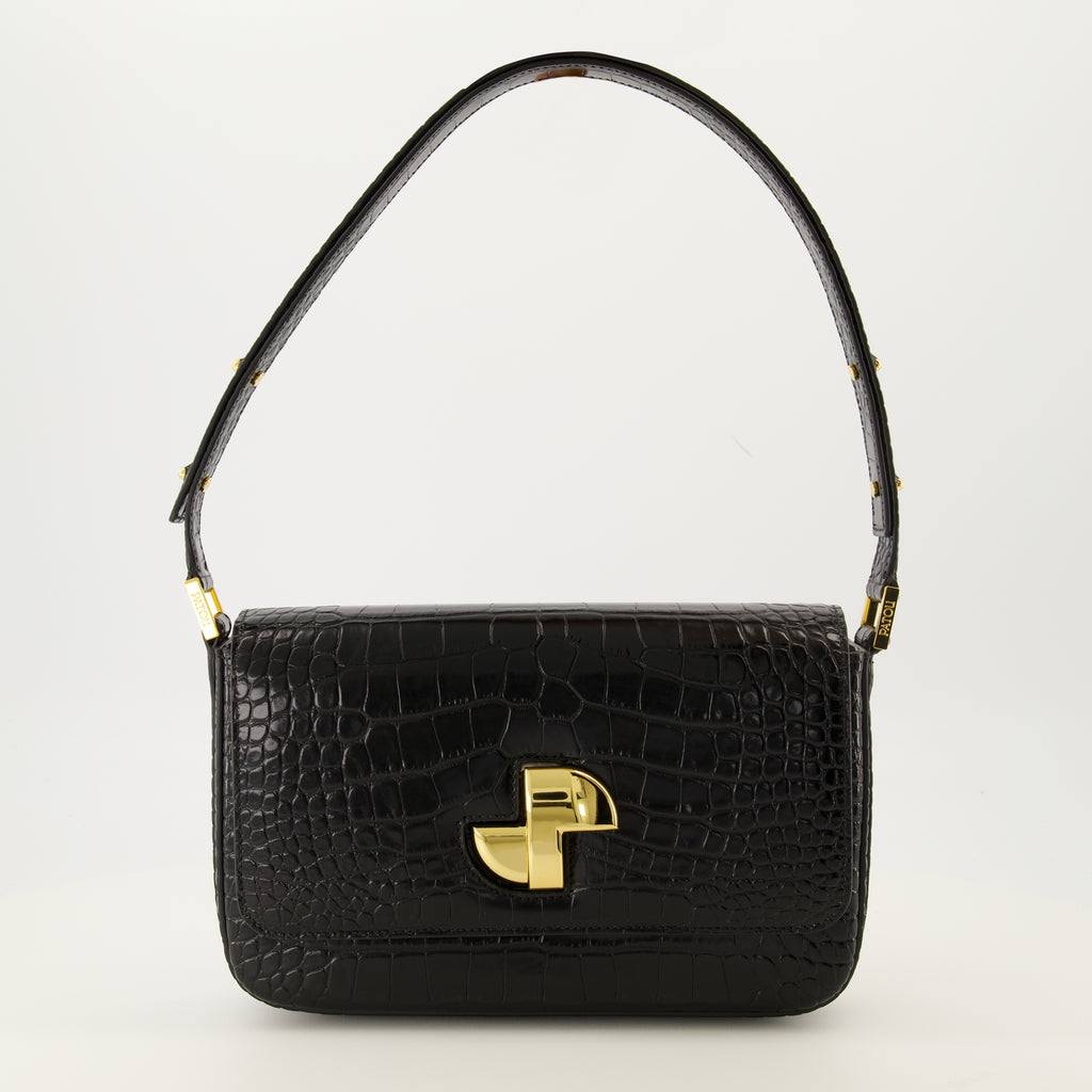 Image de l'article Sac Lock effet croco de la marque Patou pour Femme - Saison Automne-Hiver 2025 - Vue de Face