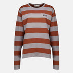 Maille Grau- und Braungestreiftes Jersey-T-Shirt Miu Miu Marron Femme