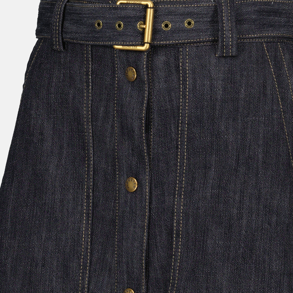 Jupes Jupe midi en denim bleu Moncler Bleu foncé Femme