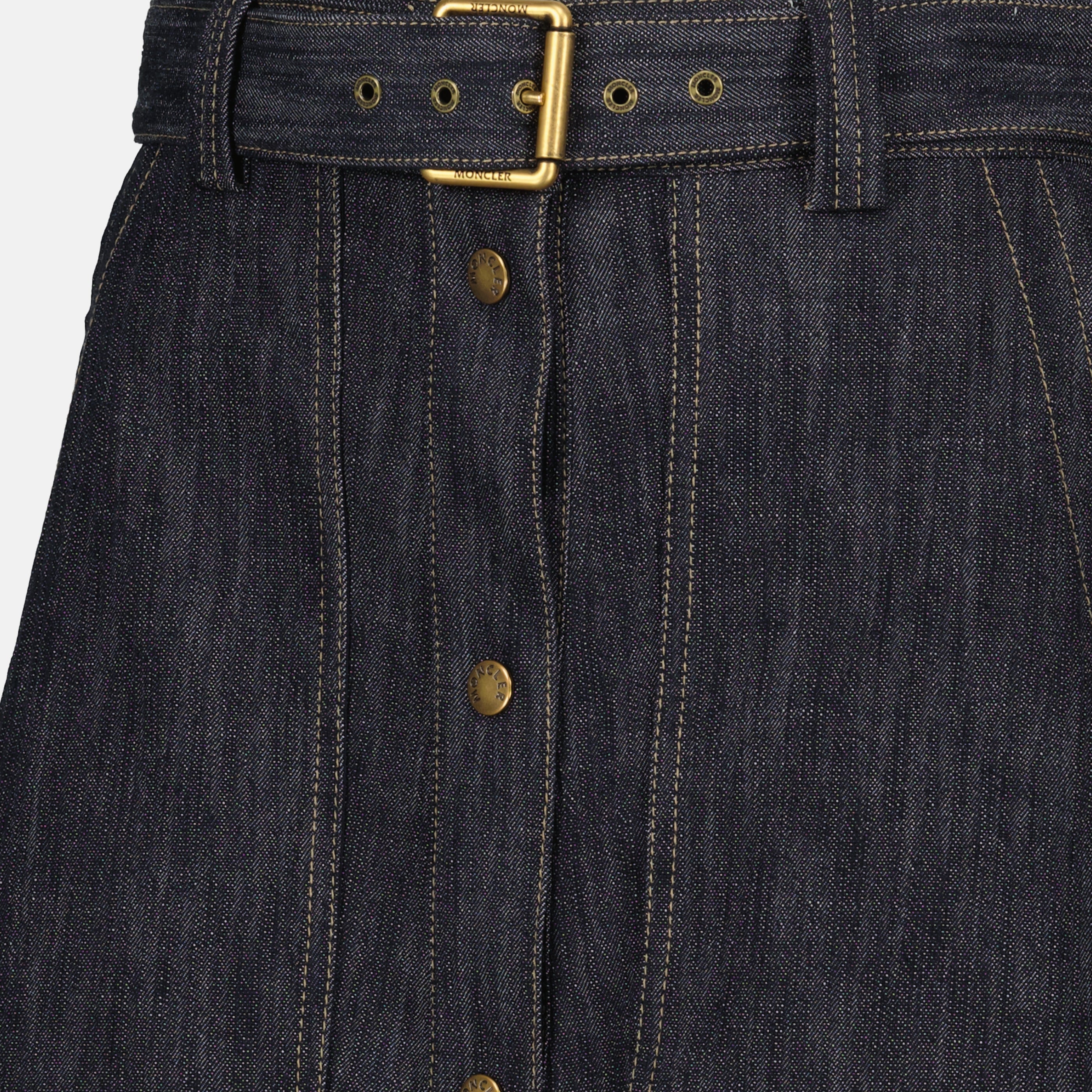 Jupes Jupe midi en denim bleu Moncler Bleu foncé Femme